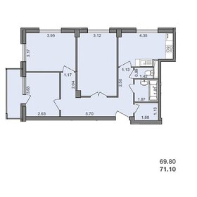 Квартира 71,1 м², 3-комнатная - изображение 1