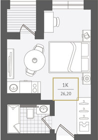 Квартира 26 м², студия - изображение 1