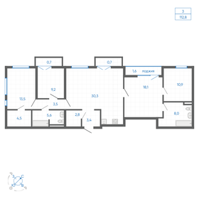 Квартира 112,7 м², 3-комнатная - изображение 1