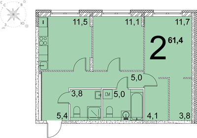 57 м², 2-комнатная квартира 6 400 000 ₽ - изображение 61