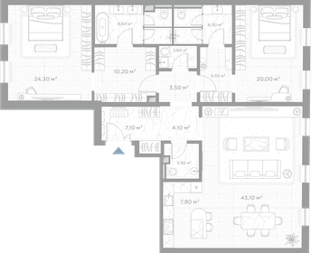 Квартира 146,8 м², 2-комнатная - изображение 2