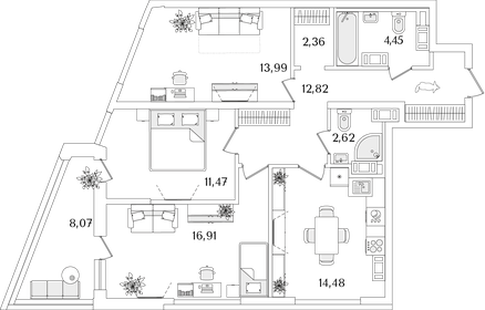 Квартира 83,1 м², 3-комнатная - изображение 1