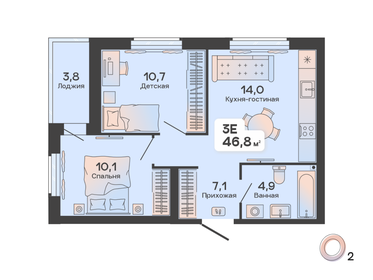 47 м², 2-комнатная квартира 3 950 000 ₽ - изображение 68