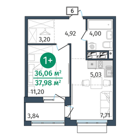 Квартира 36,1 м², 1-комнатная - изображение 1