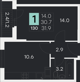 Квартира 31,9 м², 1-комнатная - изображение 1