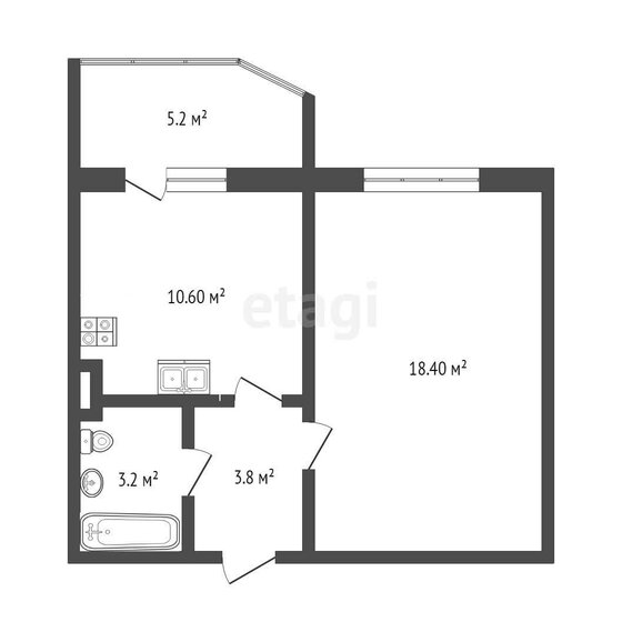 36,5 м², 1-комнатная квартира 5 190 000 ₽ - изображение 1