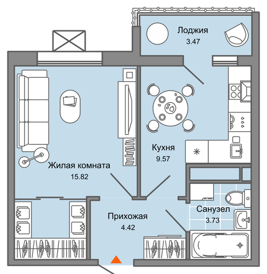 49 м², 2-комнатная квартира 4 056 561 ₽ - изображение 18