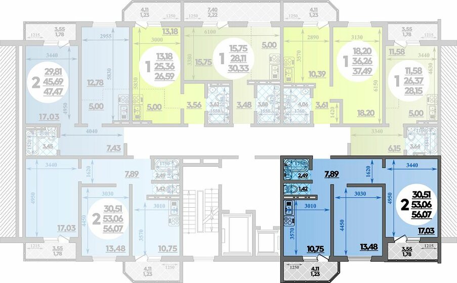 56,1 м², 2-комнатная квартира 7 466 208 ₽ - изображение 1