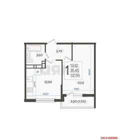 Квартира 34 м², 1-комнатная - изображение 1