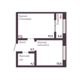 Квартира 38,1 м², 1-комнатная - изображение 1