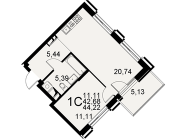 43 м², 1-комнатная квартира 4 100 000 ₽ - изображение 126