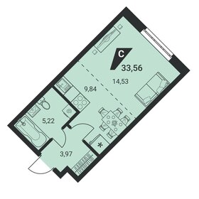 Квартира 33,6 м², студия - изображение 1