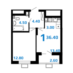 Квартира 36,4 м², 1-комнатная - изображение 5