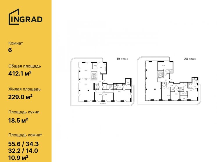 412,1 м², 6-комнатная квартира 363 907 456 ₽ - изображение 15