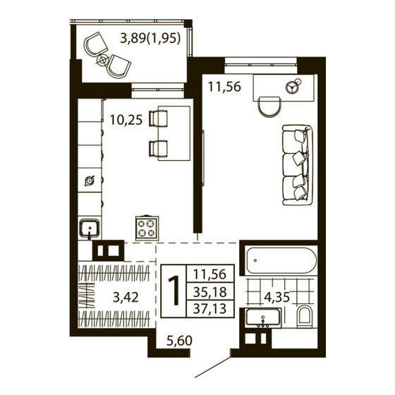 25 м², 1-комнатная квартира 4 800 000 ₽ - изображение 106