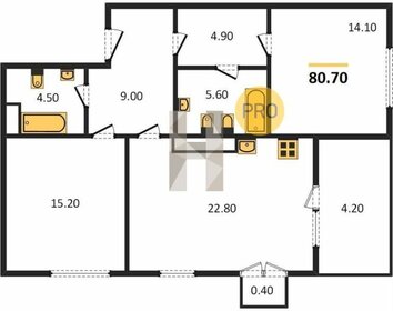 Квартира 86,5 м², 2-комнатная - изображение 1