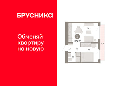 Квартира 37,1 м², 1-комнатная - изображение 1