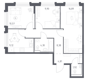 Квартира 65,8 м², 3-комнатная - изображение 1