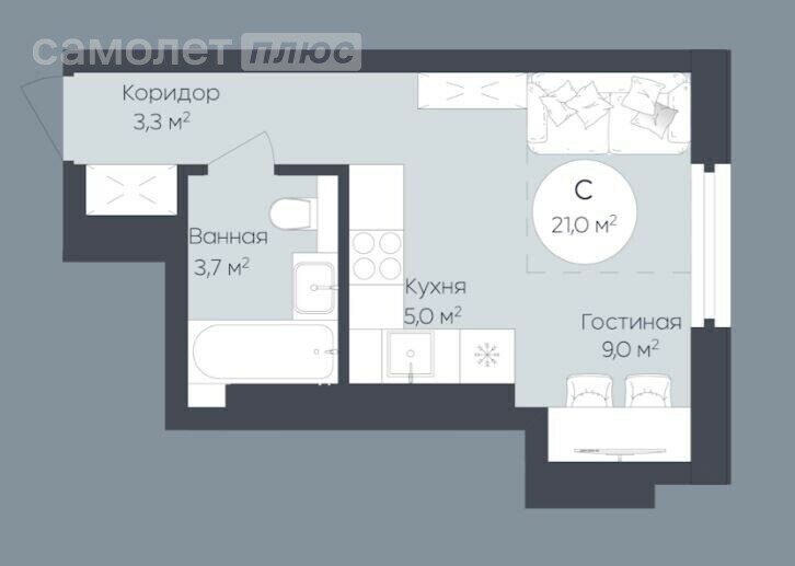 21 м², квартира-студия 6 500 000 ₽ - изображение 50