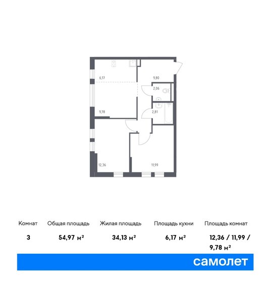 55 м², 2-комнатная квартира 12 600 225 ₽ - изображение 1