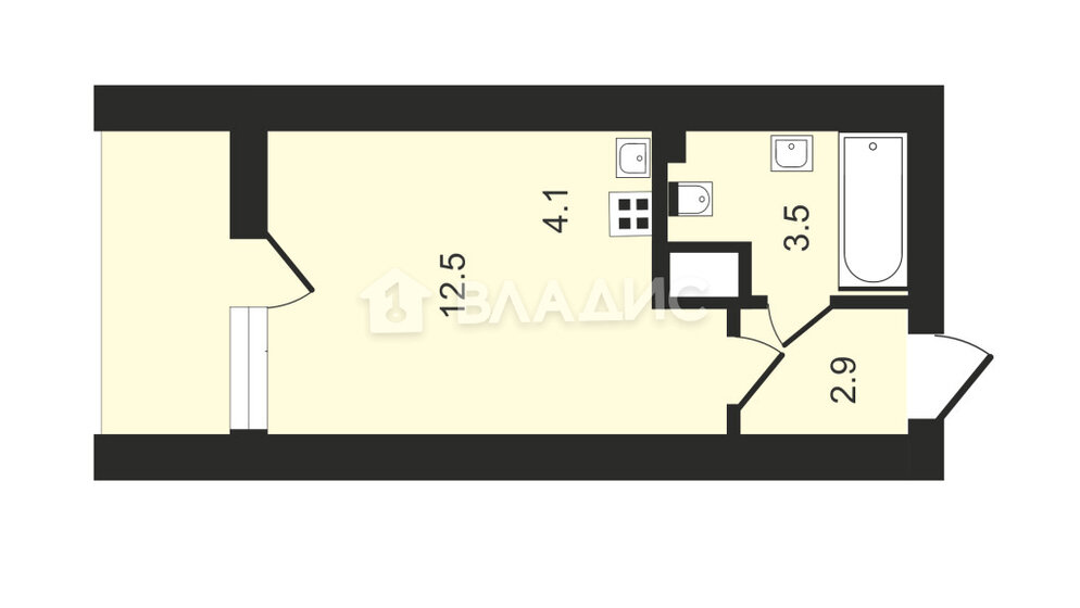 23 м², квартира-студия 4 200 000 ₽ - изображение 1