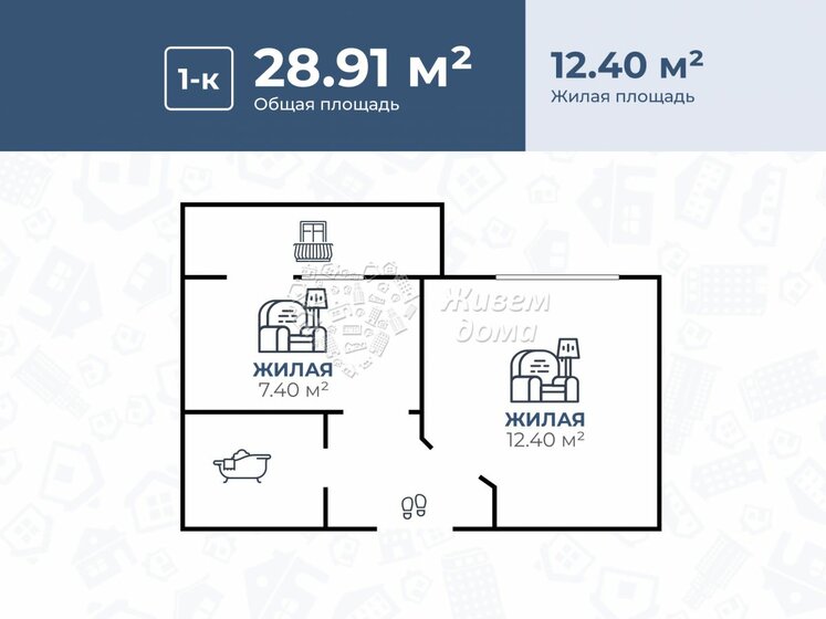 30 м², 1-комнатная квартира 4 100 000 ₽ - изображение 1