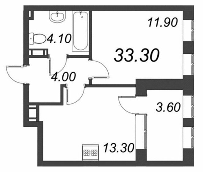 32,7 м², 1-комнатная квартира 14 300 000 ₽ - изображение 1