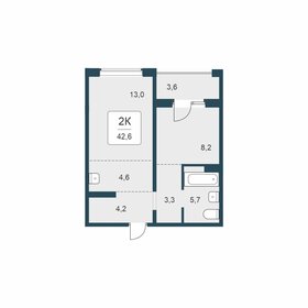 Квартира 42,6 м², 2-комнатная - изображение 1