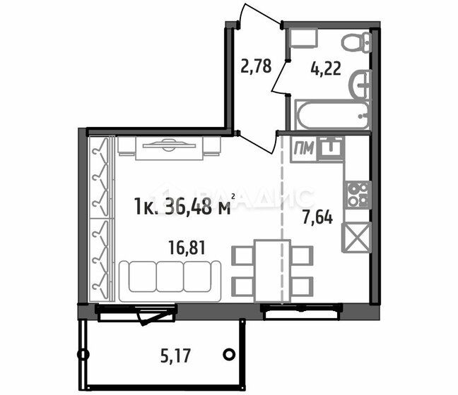 36,5 м², 1-комнатная квартира 5 700 000 ₽ - изображение 16