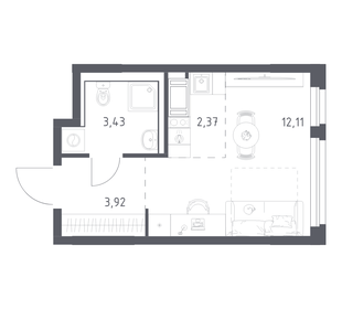 Квартира 21,8 м², студия - изображение 1