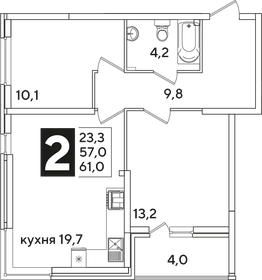 61 м², 2-комнатная квартира 10 138 200 ₽ - изображение 22