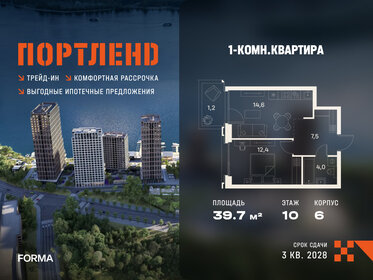 Квартира 39,7 м², 1-комнатная - изображение 1
