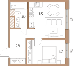 Квартира 39,4 м², 1-комнатная - изображение 1