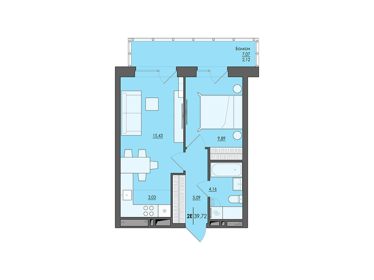 39,7 м², 2-комнатная квартира 4 709 000 ₽ - изображение 1