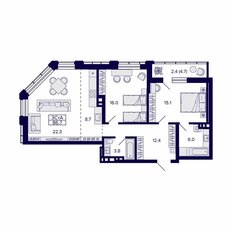 Квартира 86,7 м², 3-комнатная - изображение 2