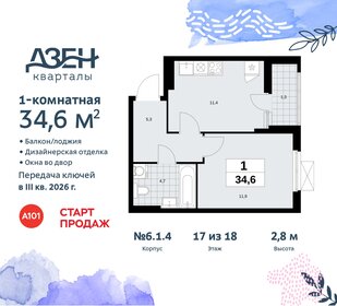 34,6 м², 1-комнатная квартира 11 094 667 ₽ - изображение 27