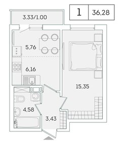 Квартира 36,3 м², 1-комнатная - изображение 1