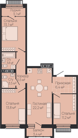 72,7 м², 3-комнатная квартира 18 102 300 ₽ - изображение 7