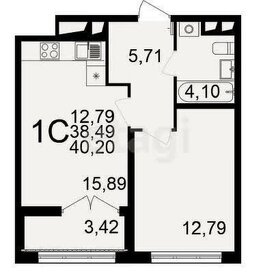 Квартира 40,2 м², 1-комнатная - изображение 1