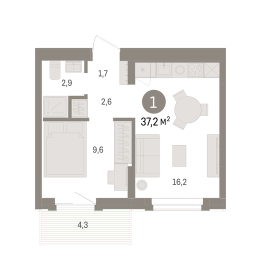 33 м², квартира-студия 4 100 000 ₽ - изображение 67