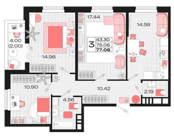 85,6 м², 4-комнатная квартира 5 800 000 ₽ - изображение 62