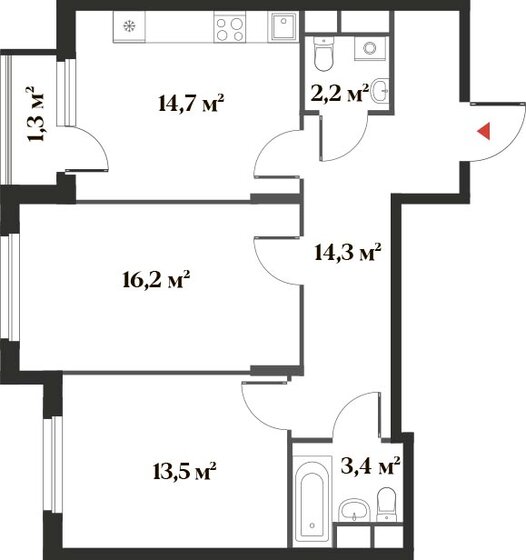 65,6 м², 2-комнатная квартира 15 354 984 ₽ - изображение 1