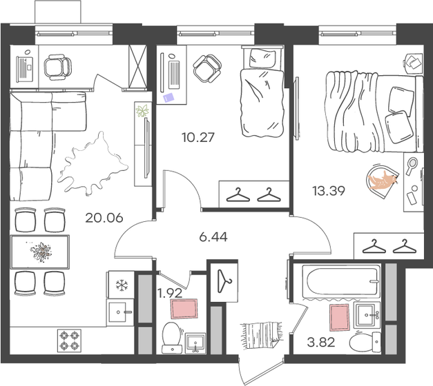 55,9 м², 3-комнатная квартира 5 701 800 ₽ - изображение 14