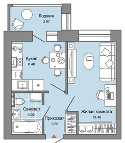 Квартира 32 м², 1-комнатная - изображение 1