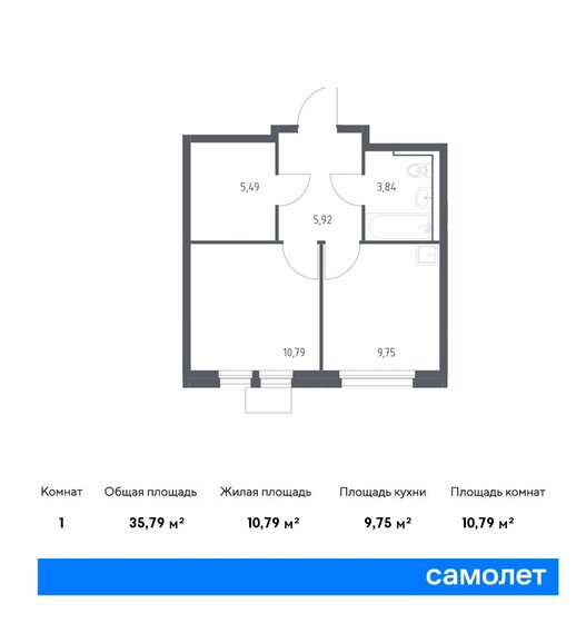 35,8 м², 1-комнатная квартира 6 833 062 ₽ - изображение 1