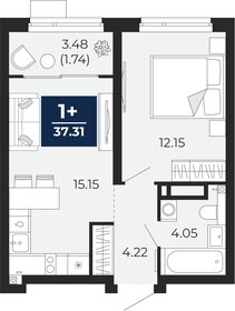 Квартира 37,3 м², 1-комнатная - изображение 1