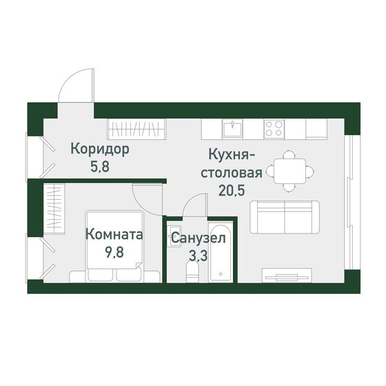 38,6 м², 1-комнатная квартира 4 670 600 ₽ - изображение 1