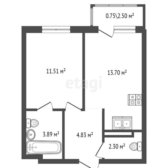 36,3 м², 1-комнатная квартира 7 400 000 ₽ - изображение 1