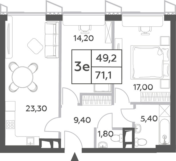 71,1 м², 3-комнатная квартира 29 955 306 ₽ - изображение 1