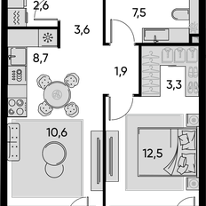 Квартира 53,5 м², 2-комнатная - изображение 2